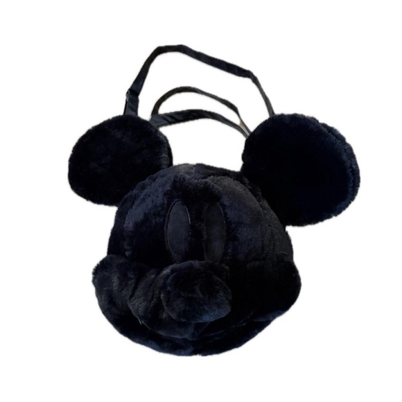 Black Plush Mickey Mouse Head Bag